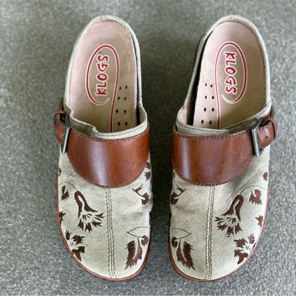 Klogs Tan and Brown Floral Clogs - Picture 2 of 6